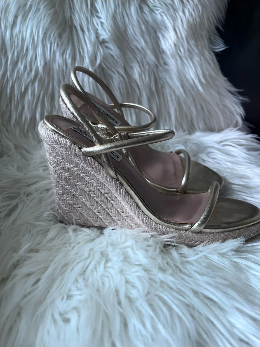 Steve Madden Gold Metallic Espadrille Wedge Sandals